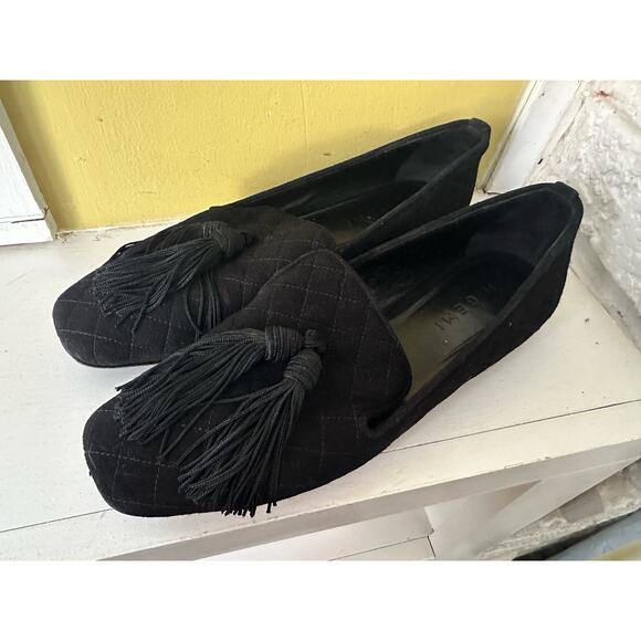 M. Gemi Black Quilted Tassel Loafers Classic sz 38 US 7.5 - Picture 1 of 16